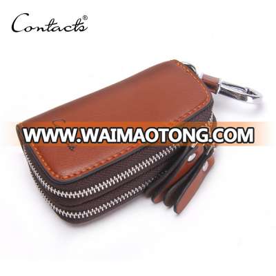 Classic New Double Zip Men Genuine Cow Leather Car Key Wallets